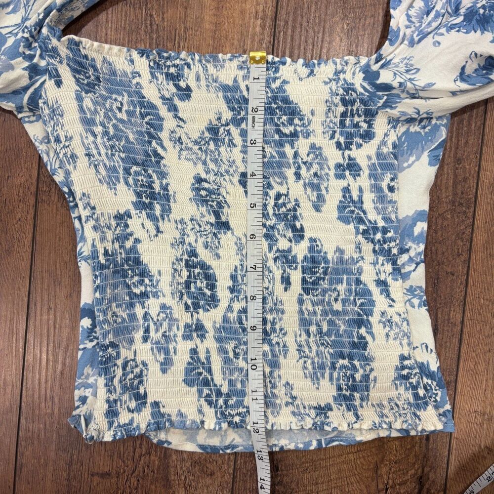 Reformation Reign Top Blue Floral Pattern Sz 6 Sweetheart Cottagecore Coquette - Picture 9 of 9